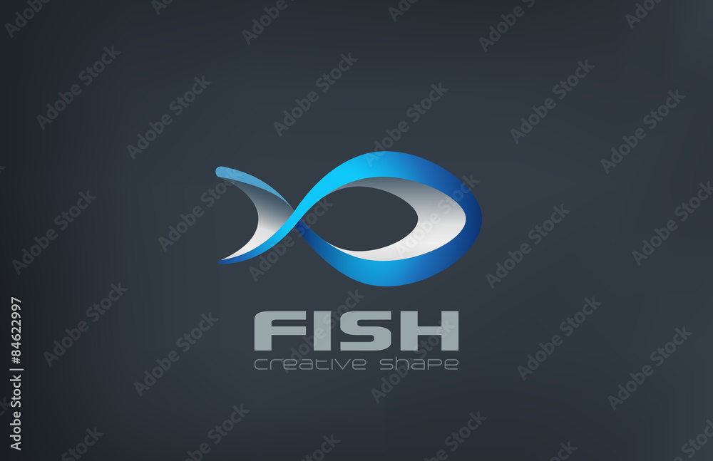 Poster fish logo abstract design vector template...logotype seafood ico