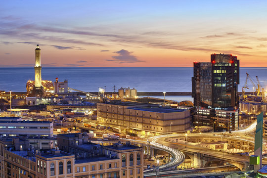 sunrise in Genoa, Italy