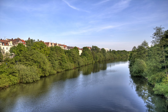 Regnitz river in Bamberg, Germany