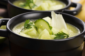 cold cucumber soup with herbs