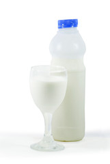 fresh milk in the glass on white background, isolated