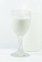 fresh milk in the glass on white background, isolated