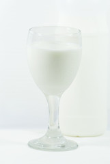 fresh milk in the glass on white background, isolated