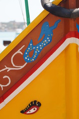 détail d'un Luzzu - bateau maltais à Marsaxlokk