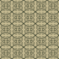 Seamless geometrical ornament with swirls. Stylization of Greek and Oriental patterns.