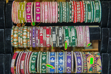 Indian collection of bangles in a shop