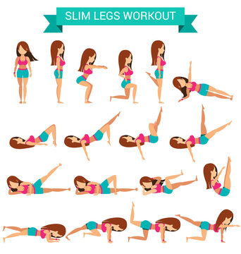 Set of cardio exercise for slim legs workout