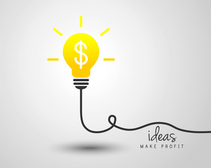 Shining lightbulb with dollar symbol as idea and success concept