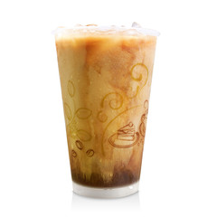 Ice coffee in plastic cup