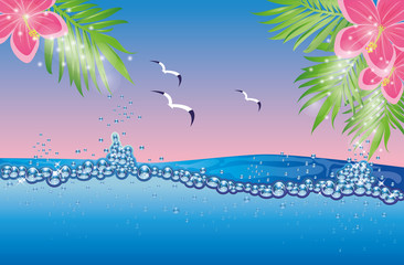 Underwater tropical card, vector illustration