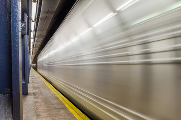 Train Pulling into a Subway Station