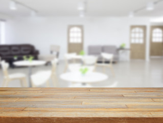 Empty table and room interior background, product display template