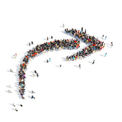 People in the form of arrows.