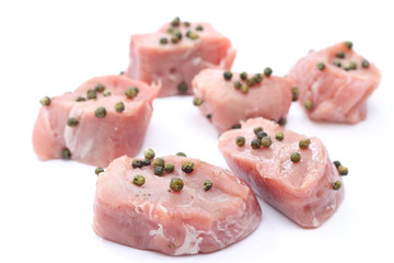 Raw pork fillet with green pepper
