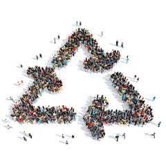 People in the form of arrows.