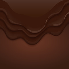 Chocolate is flowing down on brown background