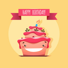 Greeting card with funny Birthday cake