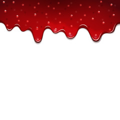 Vector illustration of raspberry jam is flowing down