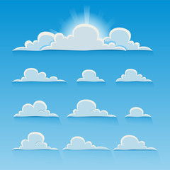Set of cartoon vector clouds