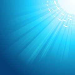 Obraz premium Vector Underwater deep sea background with the sun rays pass thr
