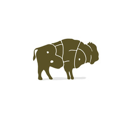 Illustration bison painted the word 