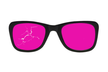 Broken pink glasses.