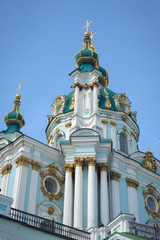 Fototapeta na wymiar The famous Ukrainian Autocephalous Orthodox Saint Andrew's Churc