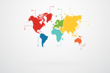 Obraz premium World Map Continents Infographic Vector