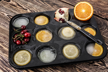 Frozen fruits into form