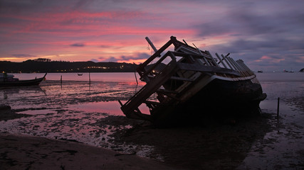 shipwreck at dawn in Phuket,
