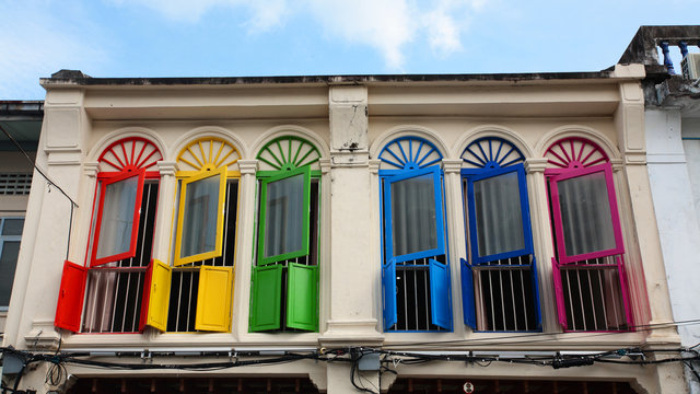 colorful windows Chino-Protugese Architecture