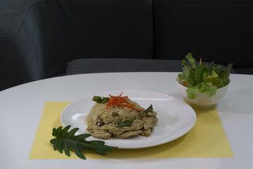 Green curry fried rice set