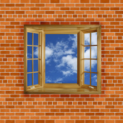 Obraz premium brick wall with window sky