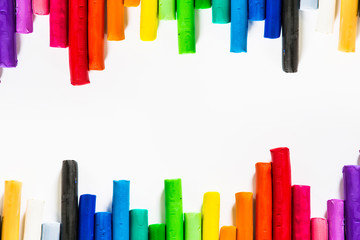 modelling clay  different colors on white background
