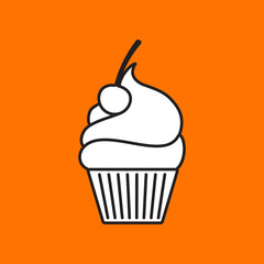 Vector cupcake with cherry icon. Eps10