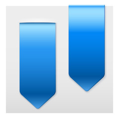 Set of Popular blue ribbons sticker on top. Realistic modern