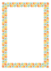 Vector frame with multicolor flowers