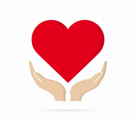 Heart in hand logo or icon 
