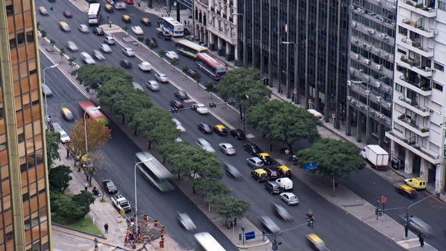 Argentina Buenos Aires street traffic time lapse