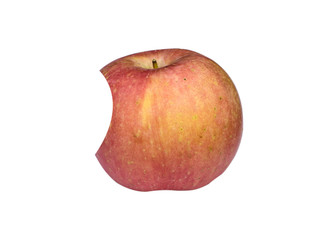 I eat apples isolated on white background.