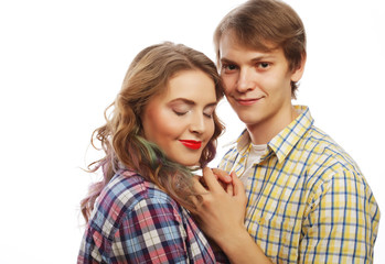  lovely happy couple hugging 