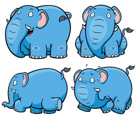 Vector illustration of Cartoon Blue Elephant