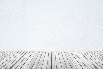 Empty room of white wall and wood floor