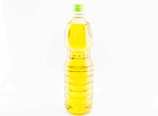 Bottle of vegetable oil for cooking isolated on white background with clipping path