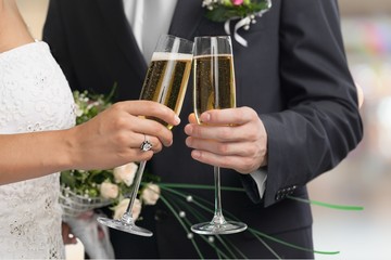 Wedding, Bride, Champagne.