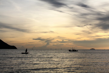 Seaview in twilight time, Chonburi Province, Thailand