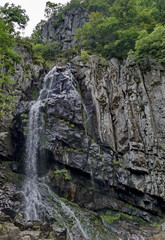 Fresh Boyana waterfalls in deep forest and rock, Vitosha, Bulgaria  