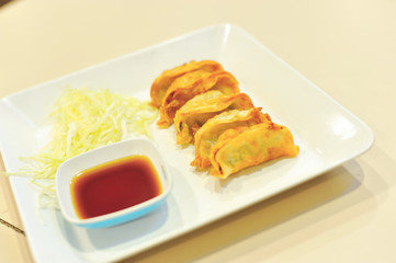 Gyoza japan food in sot light