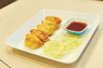Gyoza japan food in sot light