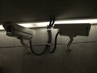 A CCTV camera monitoring at the underground tunnel